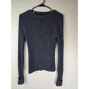 Vintage y2k The Limited Slim Form Fitting Ribbed Dark Gray Sweater S